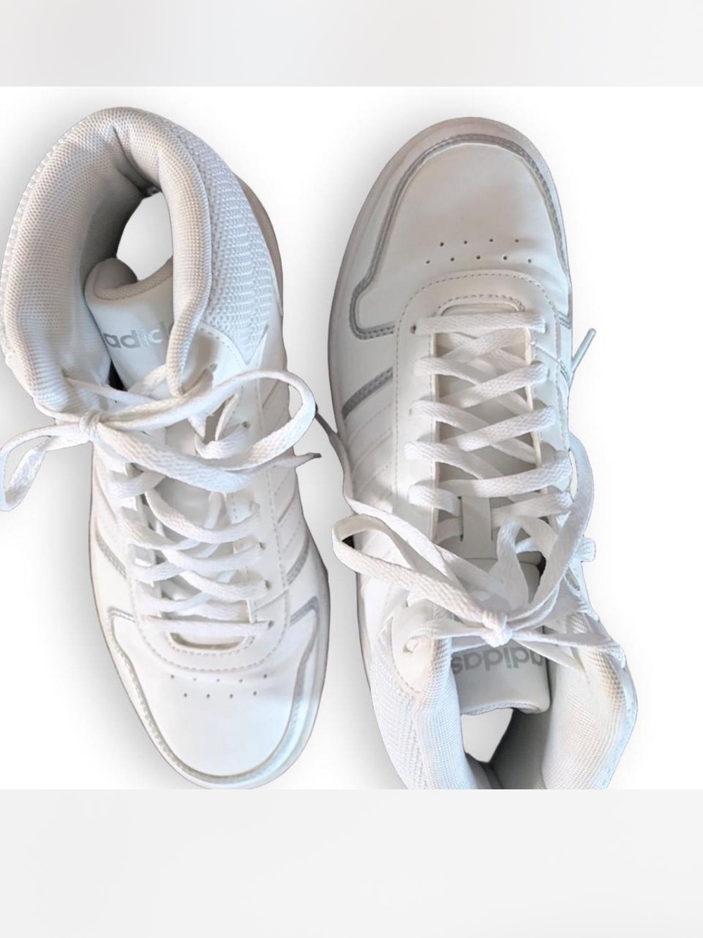 adidas Women's White High-Top Sneakers with Silver Trim